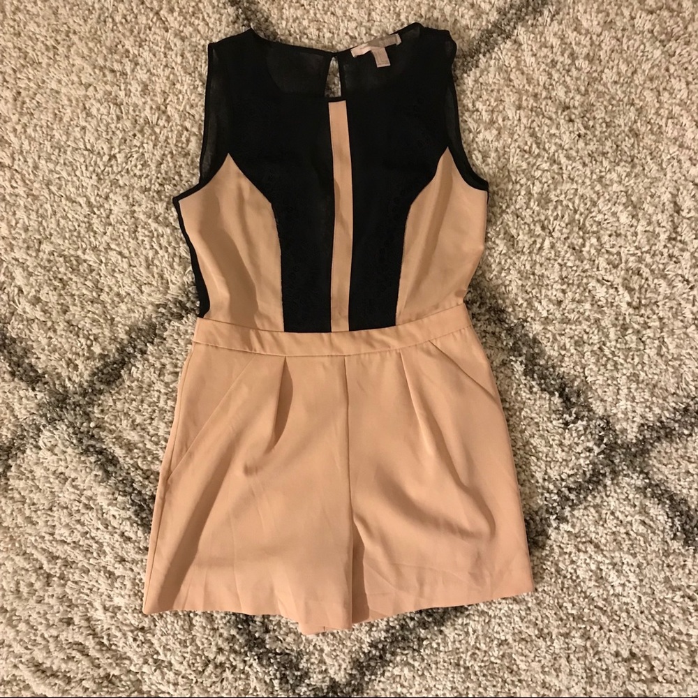 Forever 21 Lace Pink and Black Romper